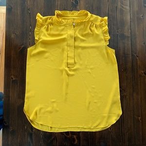 LOFT mustard Sleeveless Top with Ruffle detail